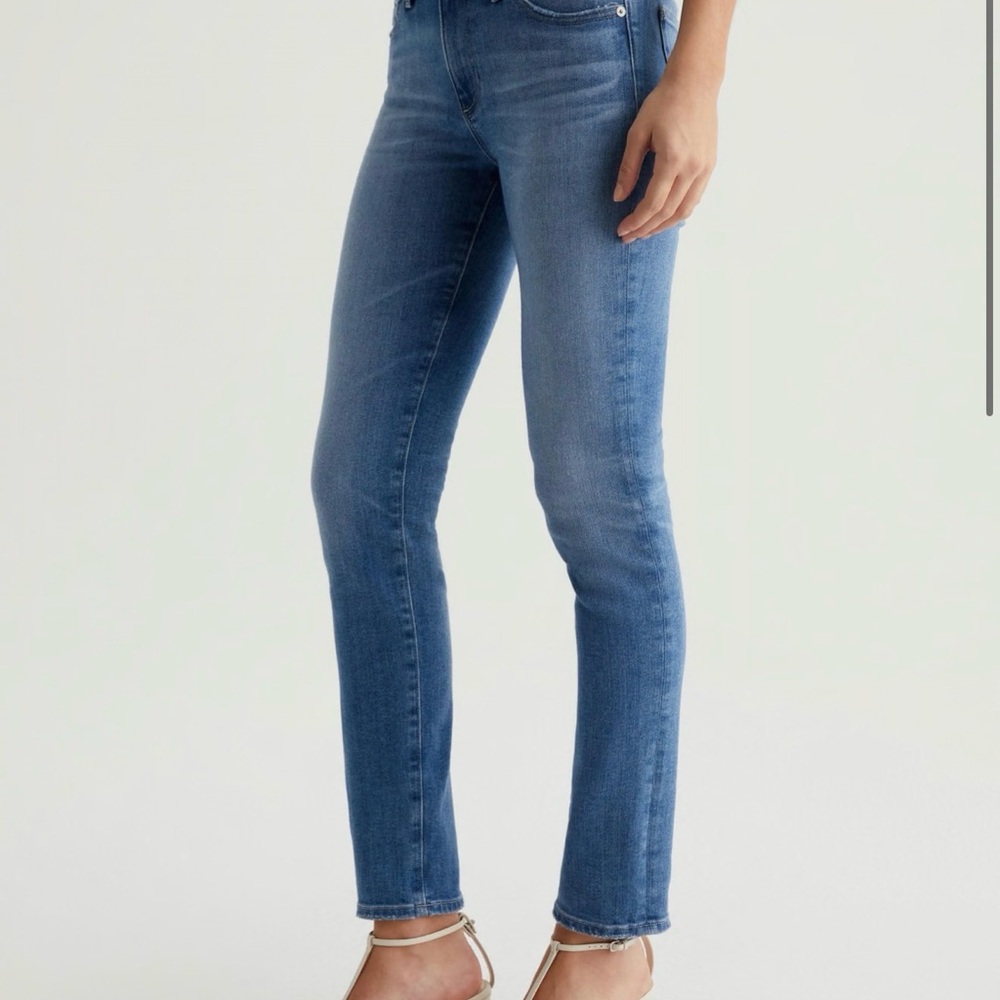 Ag Adriano Goldschmied Straight Leg Jeans in Medium Blue